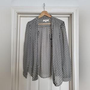 Ann Taylor LOFT retro daisy neck tie blouse / size M